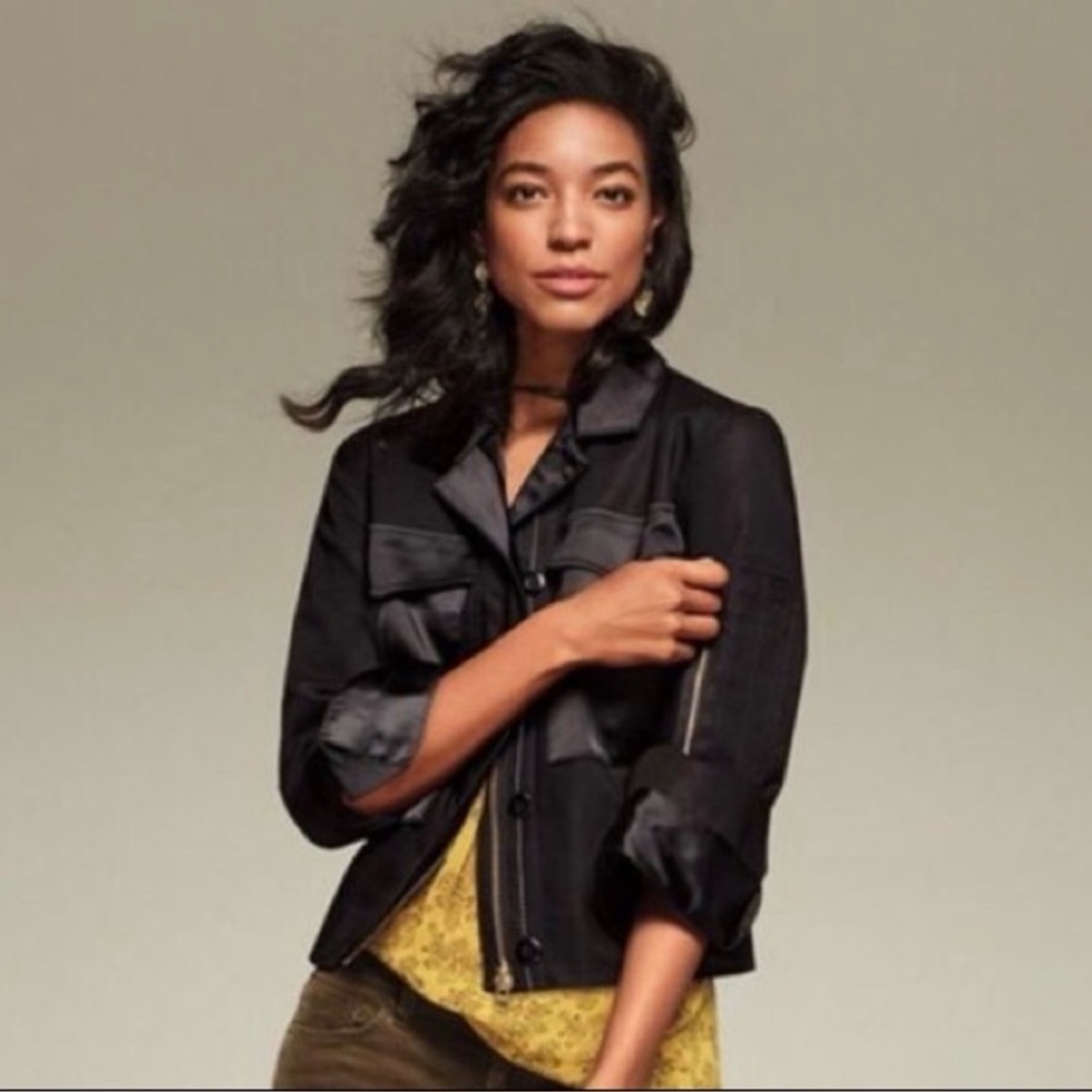 Black with satin accents Cabi Jacket.  Size XS